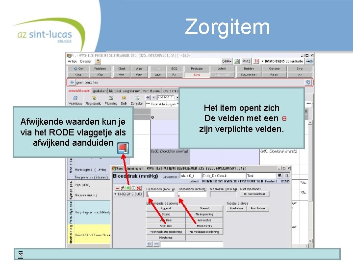 Zorgitem Afwijkende waarden kun je via het RODE vlaggetje als afwijkend aanduiden Het item