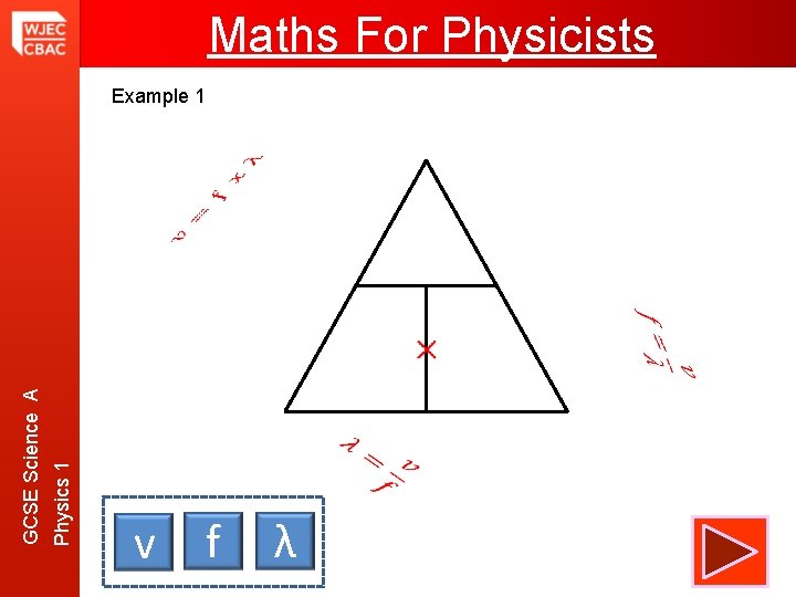 Maths For Physicists Example 1 Physics 1 GCSE Science A v f λ 