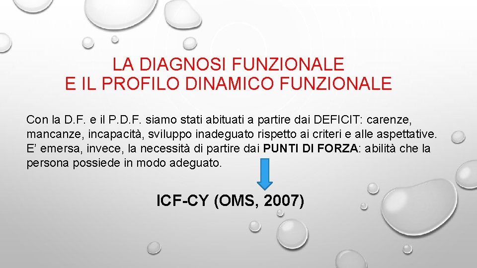 LA DIAGNOSI FUNZIONALE E IL PROFILO DINAMICO FUNZIONALE Con la D. F. e il