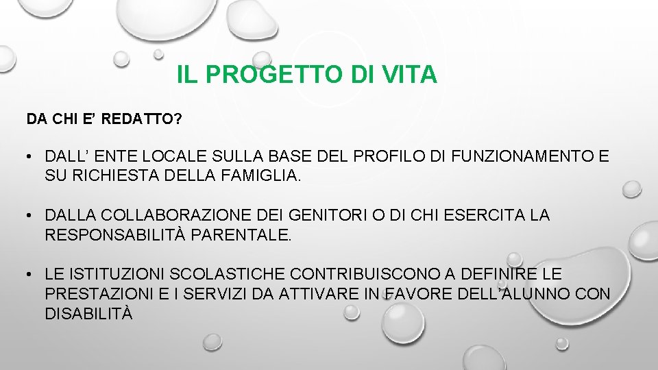 IL PROGETTO DI VITA DA CHI E’ REDATTO? • DALL’ ENTE LOCALE SULLA BASE