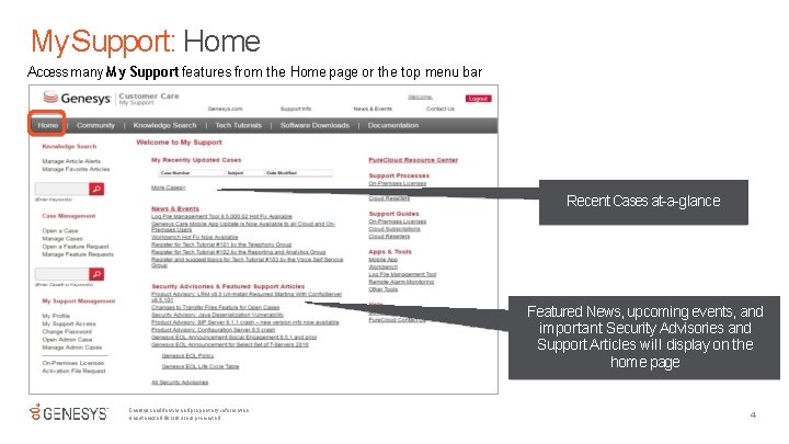 My Support: Home Access many My Support features from the Home page or the My Support: Home Access many My Support features from the Home page or the
