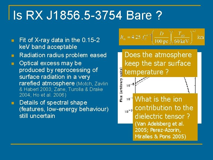 Is RX J 1856. 5 -3754 Bare ? n n n Fit of X-ray