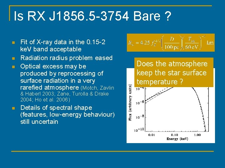 Is RX J 1856. 5 -3754 Bare ? n n n Fit of X-ray