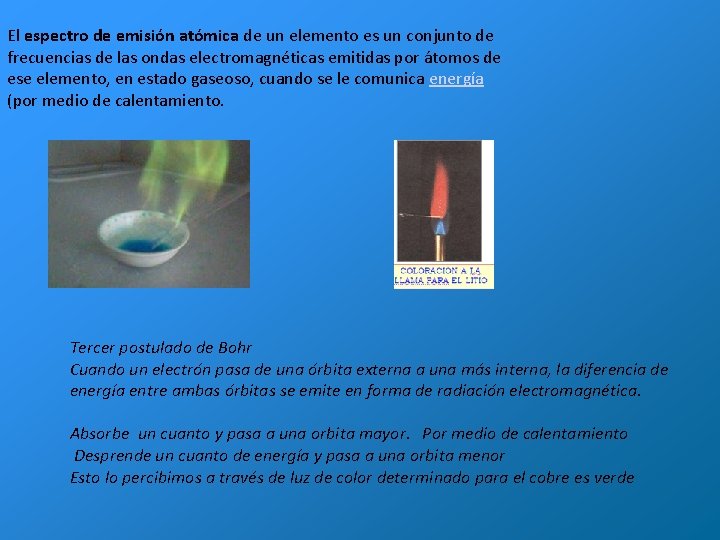 El espectro de emisión atómica de un elemento es un conjunto de frecuencias de