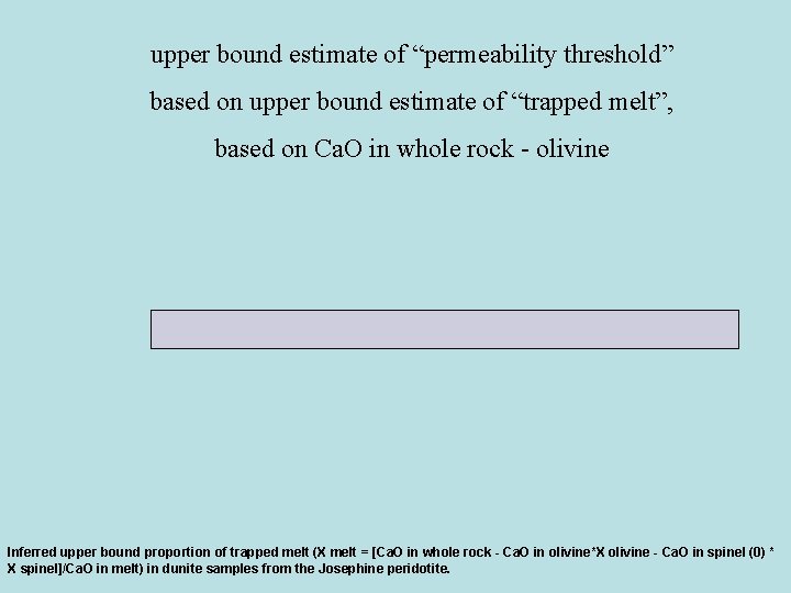 upper bound estimate of “permeability threshold” based on upper bound estimate of “trapped melt”,