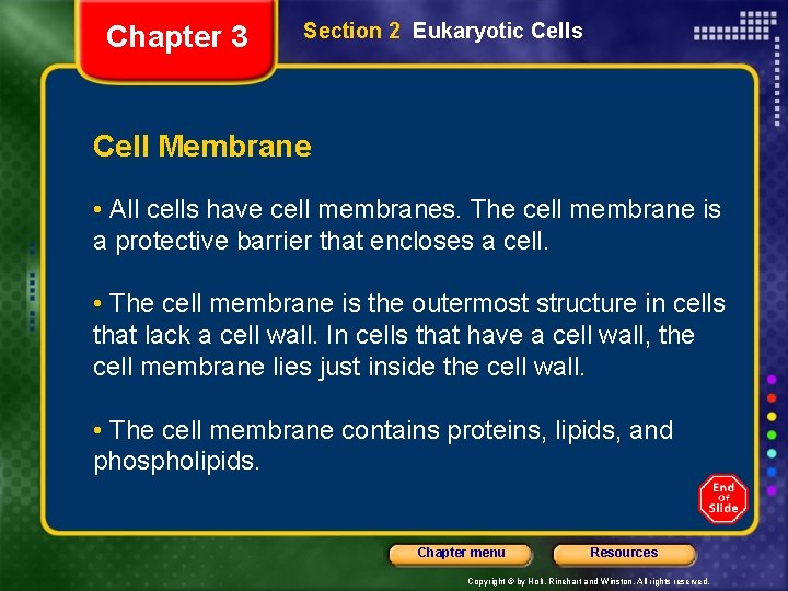 Chapter 3 Section 2 Eukaryotic Cells Cell Membrane • All cells have cell membranes.