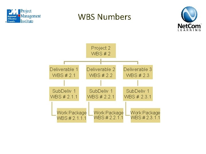 WBS Numbers Project 2 WBS # 2 Deliverable 1 WBS # 2. 1 Deliverable