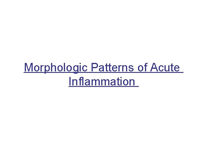 Morphologic Patterns of Acute Inflammation 