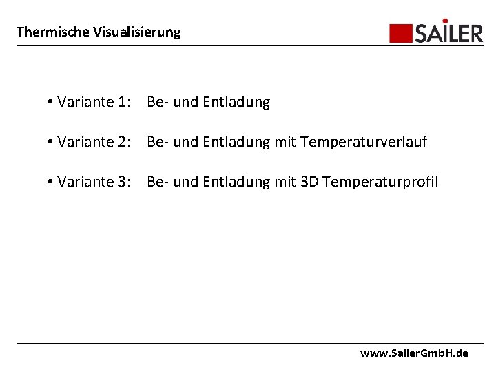 Thermische Visualisierung • Variante 1: Be- und Entladung • Variante 2: Be- und Entladung
