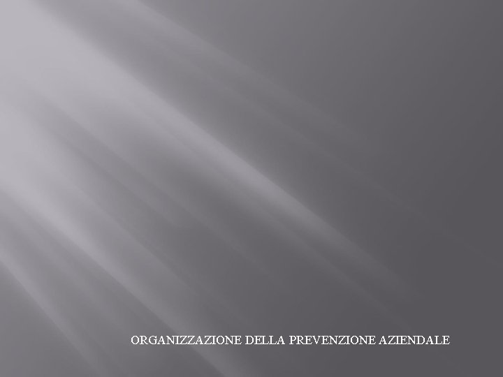 ORGANIZZAZIONE DELLA PREVENZIONE AZIENDALE 