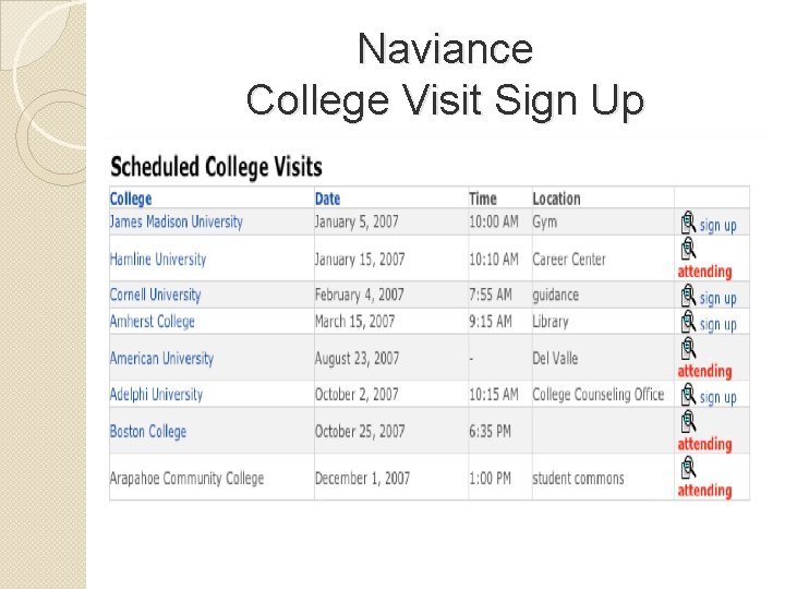 Naviance College Visit Sign Up 