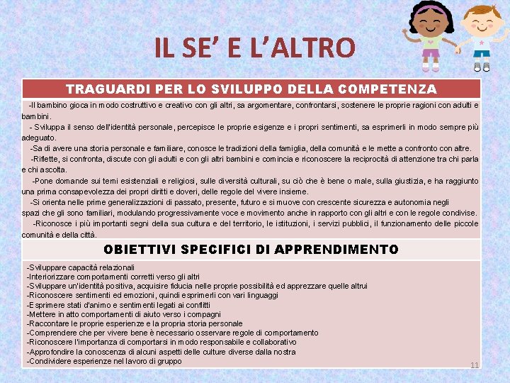 IL SE’ E L’ALTRO TRAGUARDI PER LO SVILUPPO DELLA COMPETENZA -Il bambino gioca in