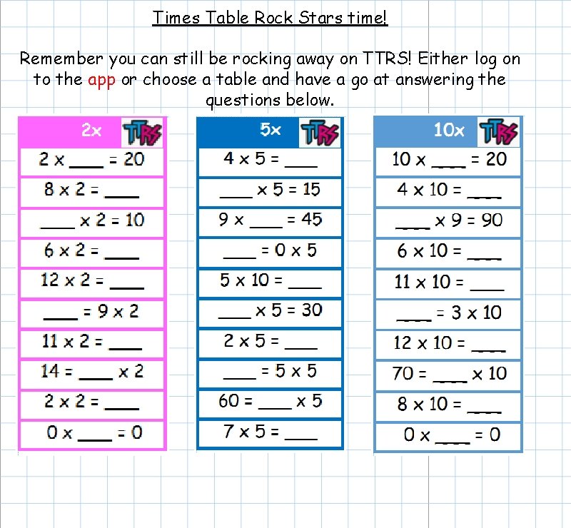 Times Table Rock Stars time! Remember you can still be rocking away on TTRS!