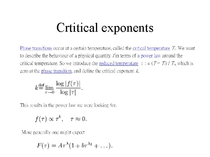 Crtitical exponents 