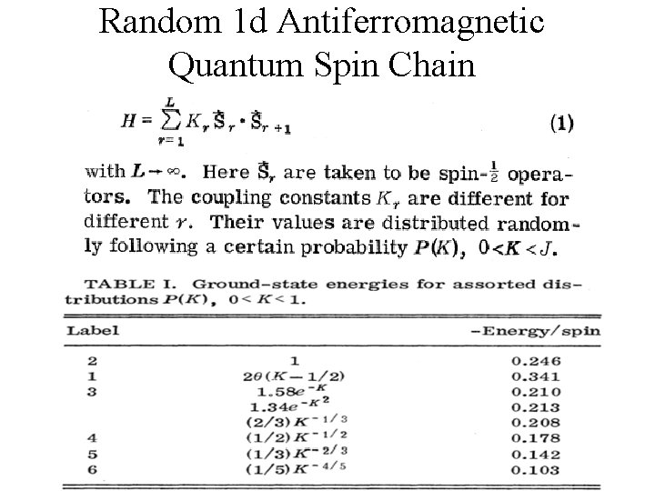 Random 1 d Antiferromagnetic Quantum Spin Chain 