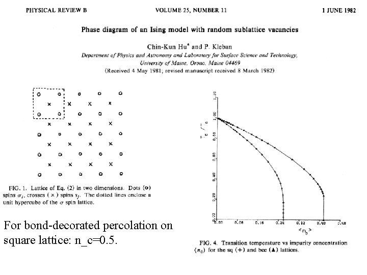 For bond-decorated percolation on square lattice: n_c=0. 5. 