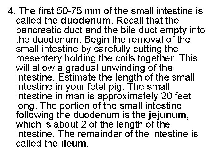 4. The first 50 -75 mm of the small intestine is called the duodenum.