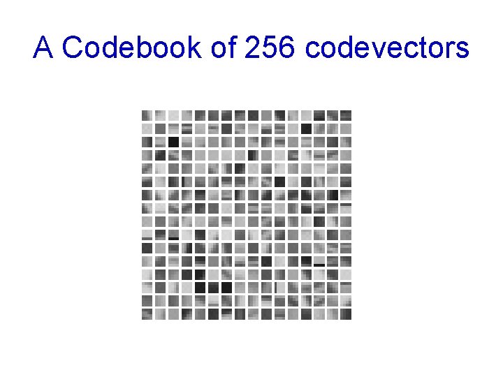 A Codebook of 256 codevectors 