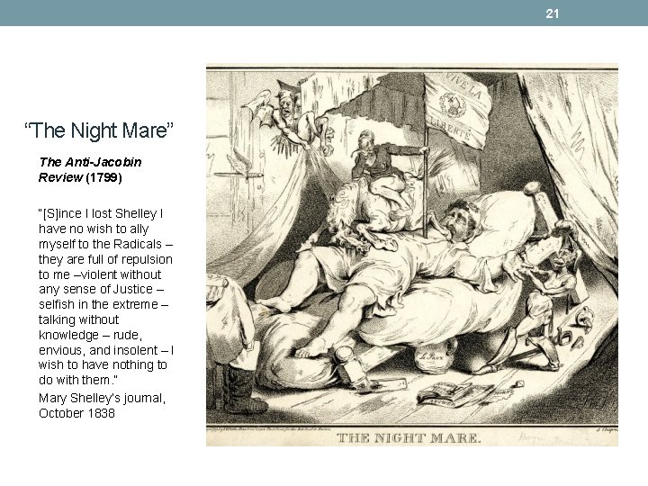 21 “The Night Mare” The Anti-Jacobin Review (1799) “[S]ince I lost Shelley I have