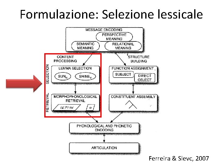 Formulazione: Selezione lessicale Ferreira & Slevc, 2007 