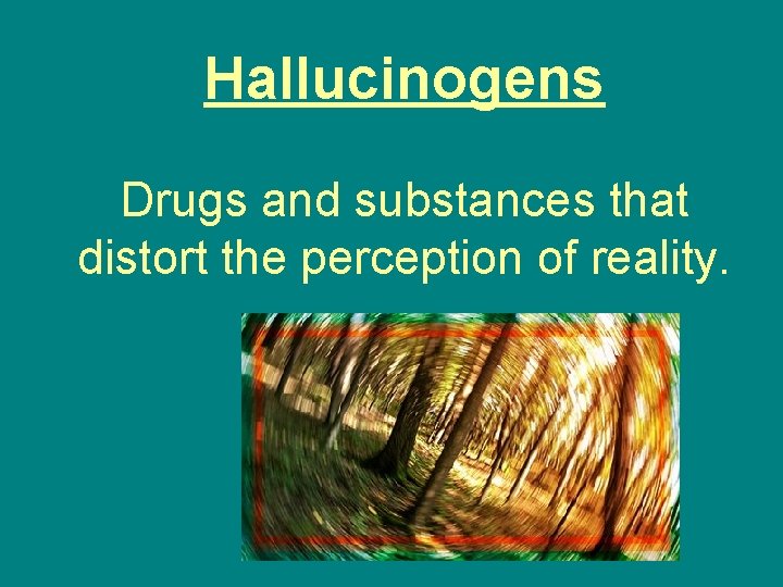 Hallucinogens Drugs and substances that distort the perception of reality. 