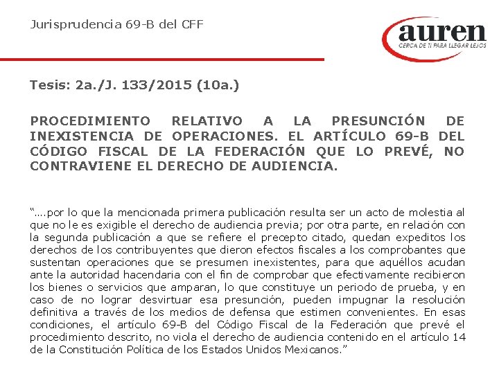 Jurisprudencia 69 -B del CFF Tesis: 2 a. /J. 133/2015 (10 a. ) PROCEDIMIENTO