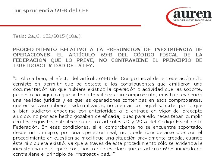 Jurisprudencia 69 -B del CFF Tesis: 2 a. /J. 132/2015 (10 a. ) PROCEDIMIENTO