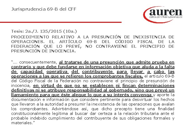 Jurisprudencia 69 -B del CFF Tesis: 2 a. /J. 135/2015 (10 a. ) PROCEDIMIENTO