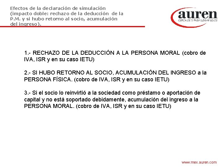 Efectos de la declaración de simulación (impacto doble: rechazo de la deducción de la