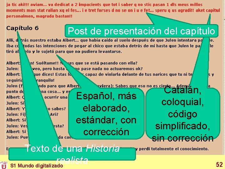 Post de presentación del capítulo Español, más elaborado, estándar, con corrección Texto de una