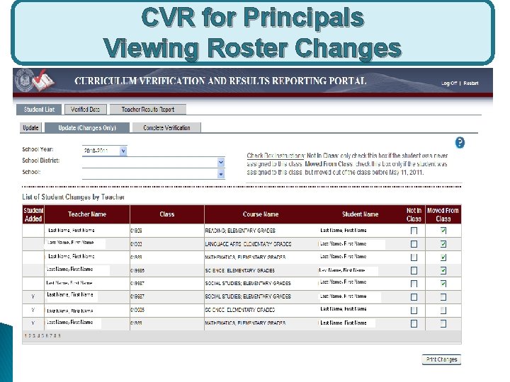 CVR for Principals Viewing Roster Changes 