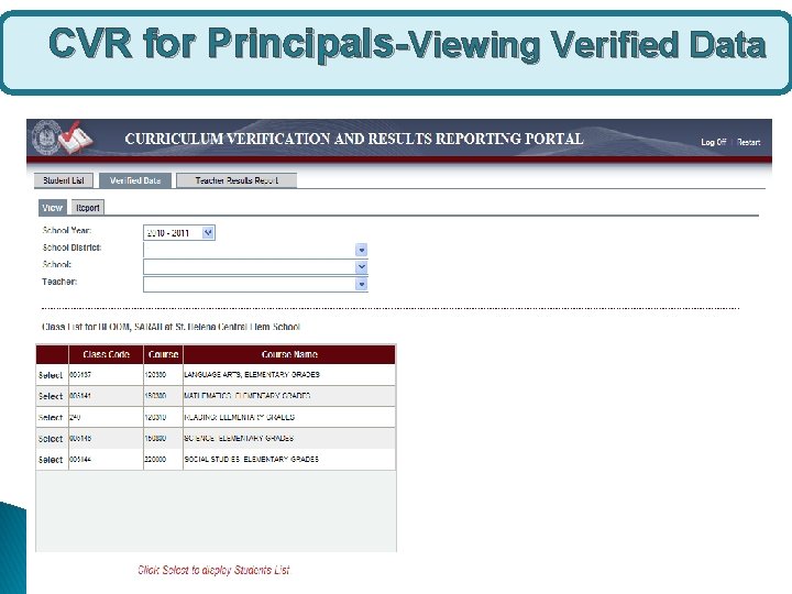 CVR for Principals-Viewing Verified Data 