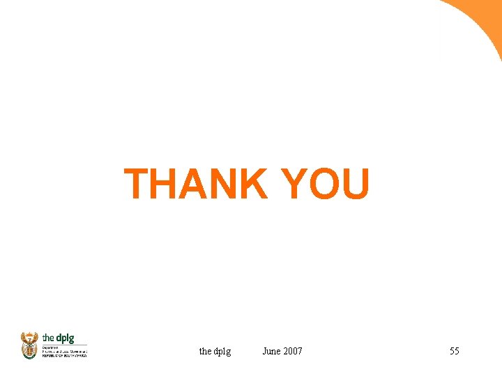 THANK YOU the dplg June 2007 55 