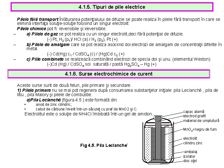 4. 1. 5. Tipuri de pile electrice Pilele fără transport Înlăturarea potenţialului de difuzie 4. 1. 5. Tipuri de pile electrice Pilele fără transport Înlăturarea potenţialului de difuzie
