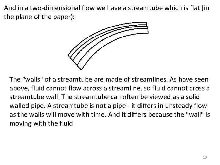 And in a two-dimensional flow we have a streamtube which is flat (in the