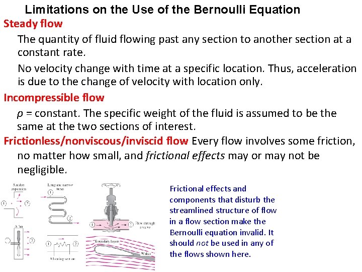 Limitations on the Use of the Bernoulli Equation Steady flow The quantity of fluid