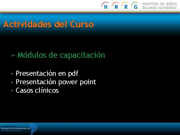 Actividades del Curso » Módulos de capacitación - Presentación en pdf - Presentación power