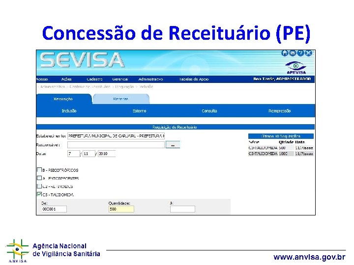 Concessão de Receituário (PE) 