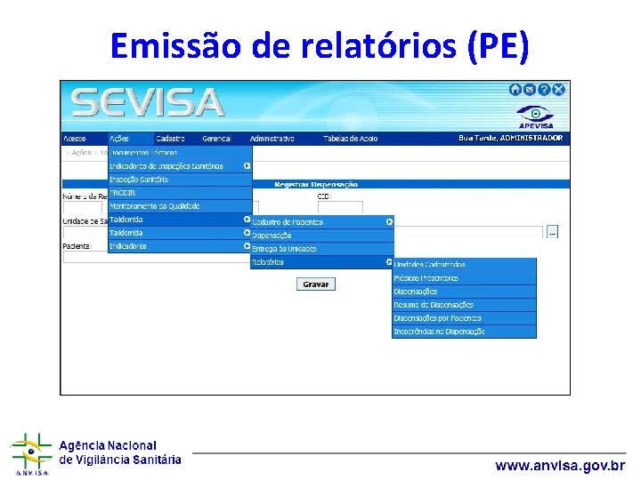 Emissão de relatórios (PE) 