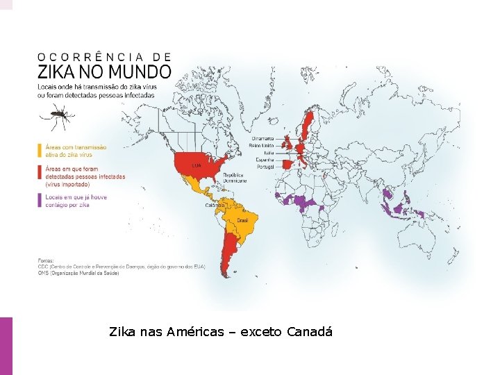 Zika nas Américas – exceto Canadá 