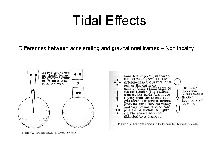 Tidal Effects Differences between accelerating and gravitational frames – Non locality 