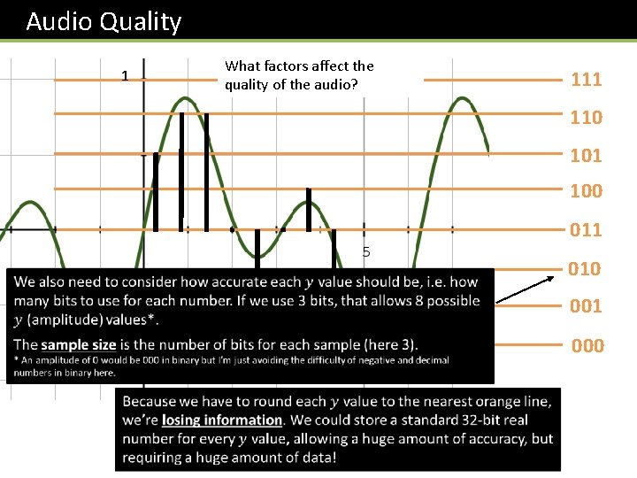  Audio Quality 1 What factors affect the quality of the audio? 111 110