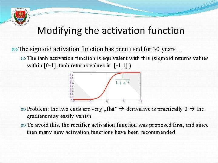 Modifying the activation function The sigmoid activation function has been used for 30 years…