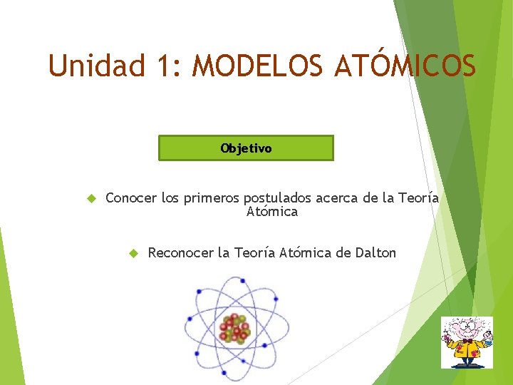 Unidad 1: MODELOS ATÓMICOS Objetivo Conocer los primeros postulados acerca de la Teoría Atómica