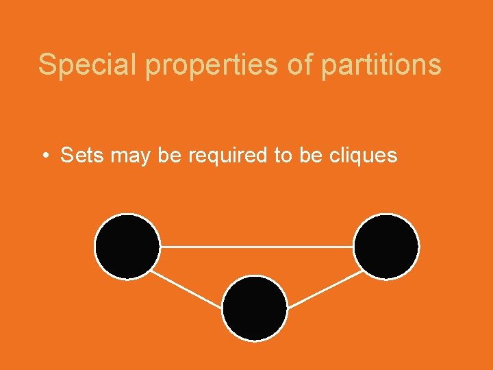 Special properties of partitions • Sets may be required to be cliques 