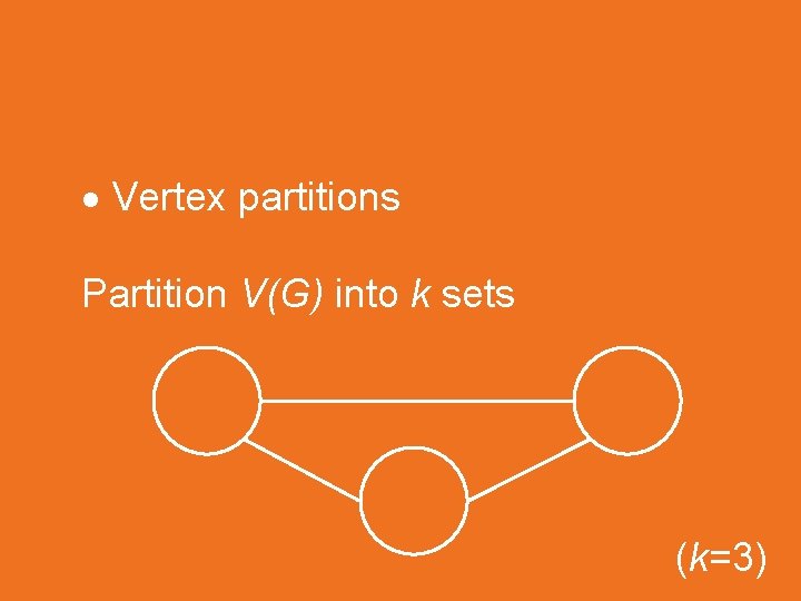  Vertex partitions Partition V(G) into k sets (k=3) 