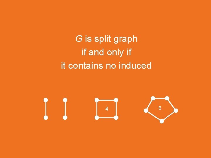 G is split graph if and only if it contains no induced 4 5