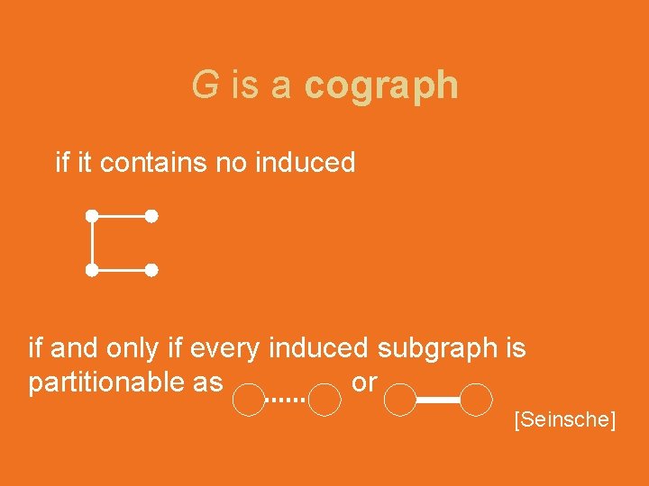 G is a cograph if it contains no induced if and only if every