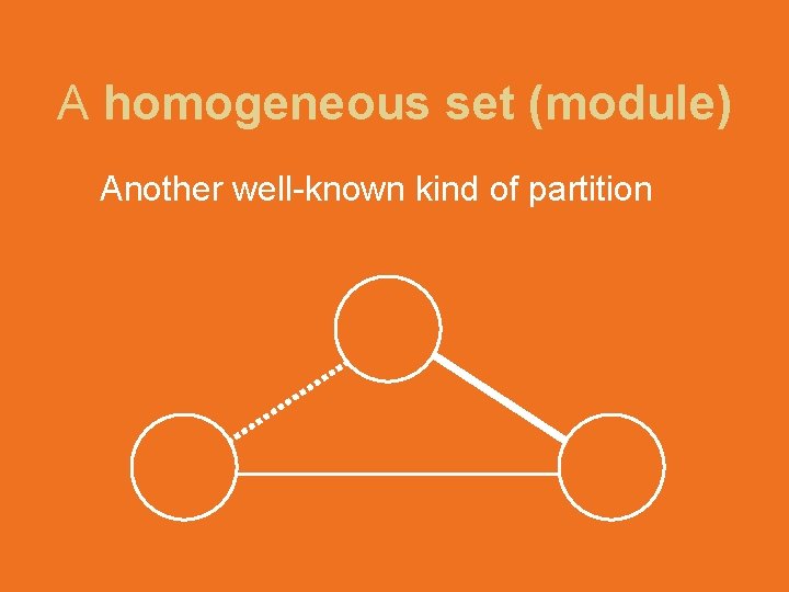 A homogeneous set (module) Another well-known kind of partition 