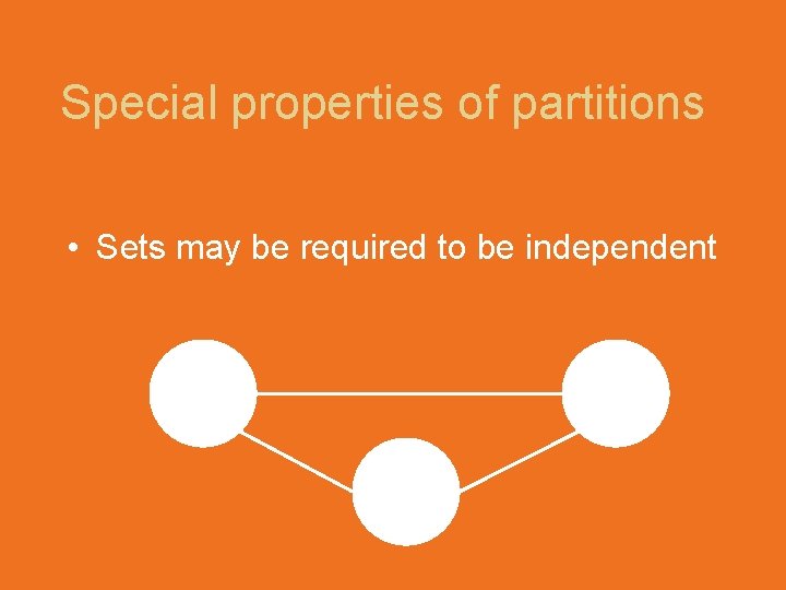 Special properties of partitions • Sets may be required to be independent 